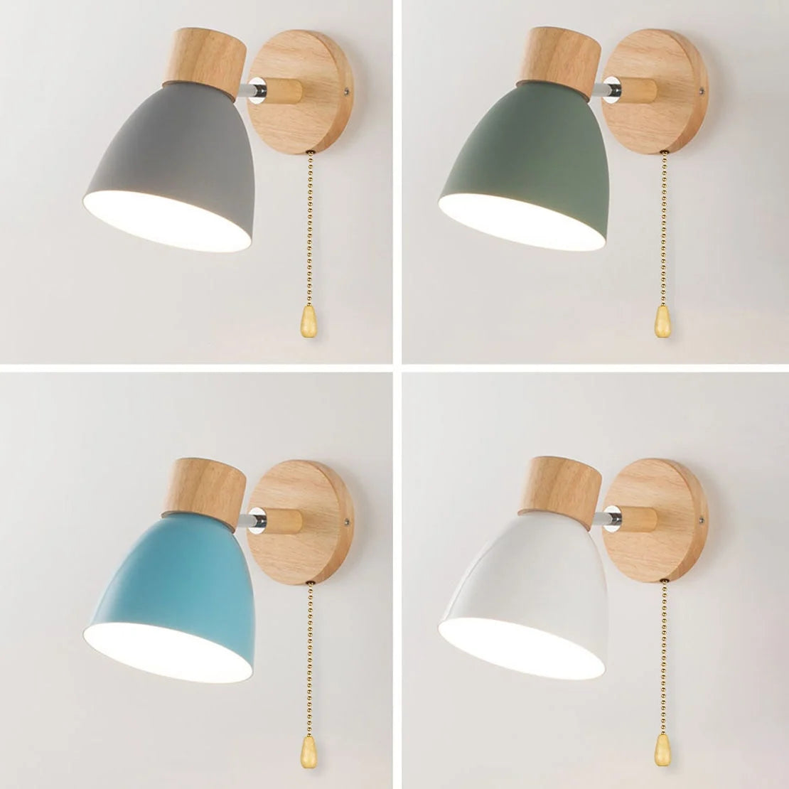 Bedside Wall Sconce Adjustable Swivel Arm Wood Base