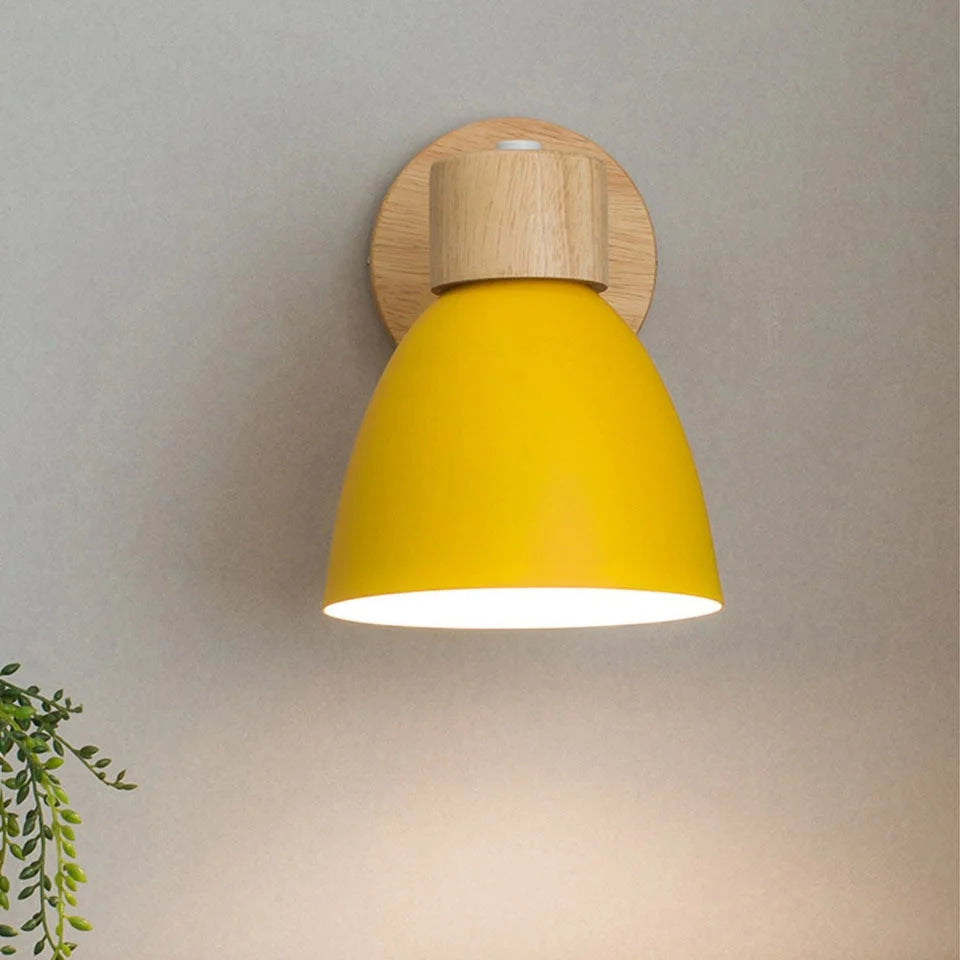 Bedside Wall Sconce Adjustable Swivel Arm Wood Base