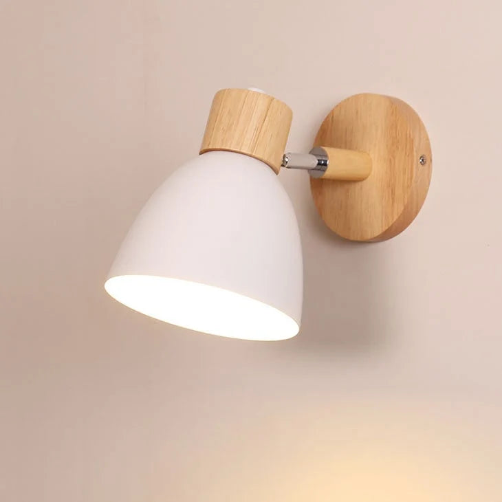 Bedside Wall Sconce Adjustable Swivel Arm Wood Base