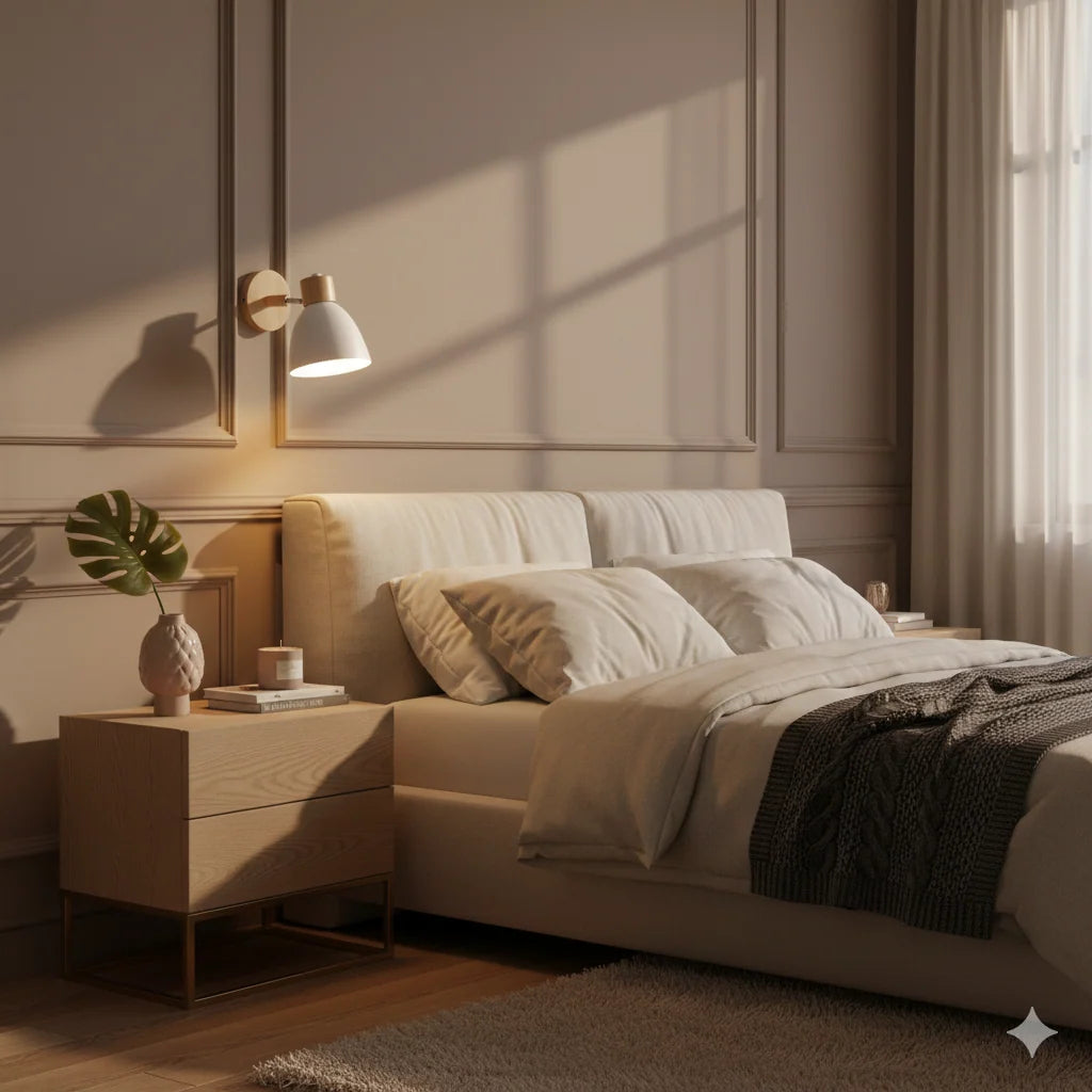 Bedside Wall Sconce Adjustable Swivel Arm Wood Base