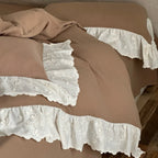 Bedspread 4-Piece Quilted Cotton Gauze Embroidered Ruffles