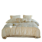 Bedspread & Pillow Set Floral Ruffle Cotton Blend 4-Piece