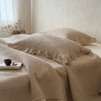Bedspread Set Quilted Cotton Ruffled Edge With Pillowcases