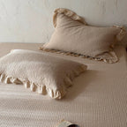 Bedspread Set Quilted Cotton Ruffled Edge With Pillowcases