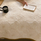 Bedspread Set Quilted Floral Cotton-Linen Crocheted Edge