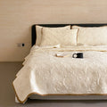 Bedspread Set Quilted Floral Cotton-Linen Crocheted Edge