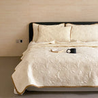 Bedspread Set Quilted Floral Cotton-Linen Crocheted Edge