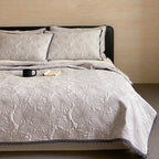 Bedspread Set Quilted Floral Cotton-Linen Crocheted Edge