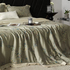 Bedspread Set Satin Floral Jacquard Machine Washable