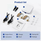 Behind-The-Ear Hearing Aid Rechargeable 80-Hour Digital Noise Reduction