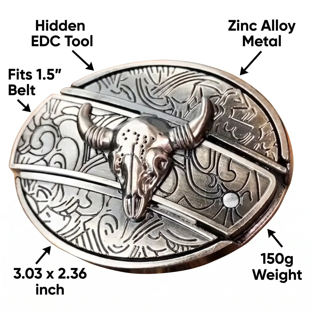 Belt Buckle Hidden EDC Tool Zinc Alloy Universal Fit