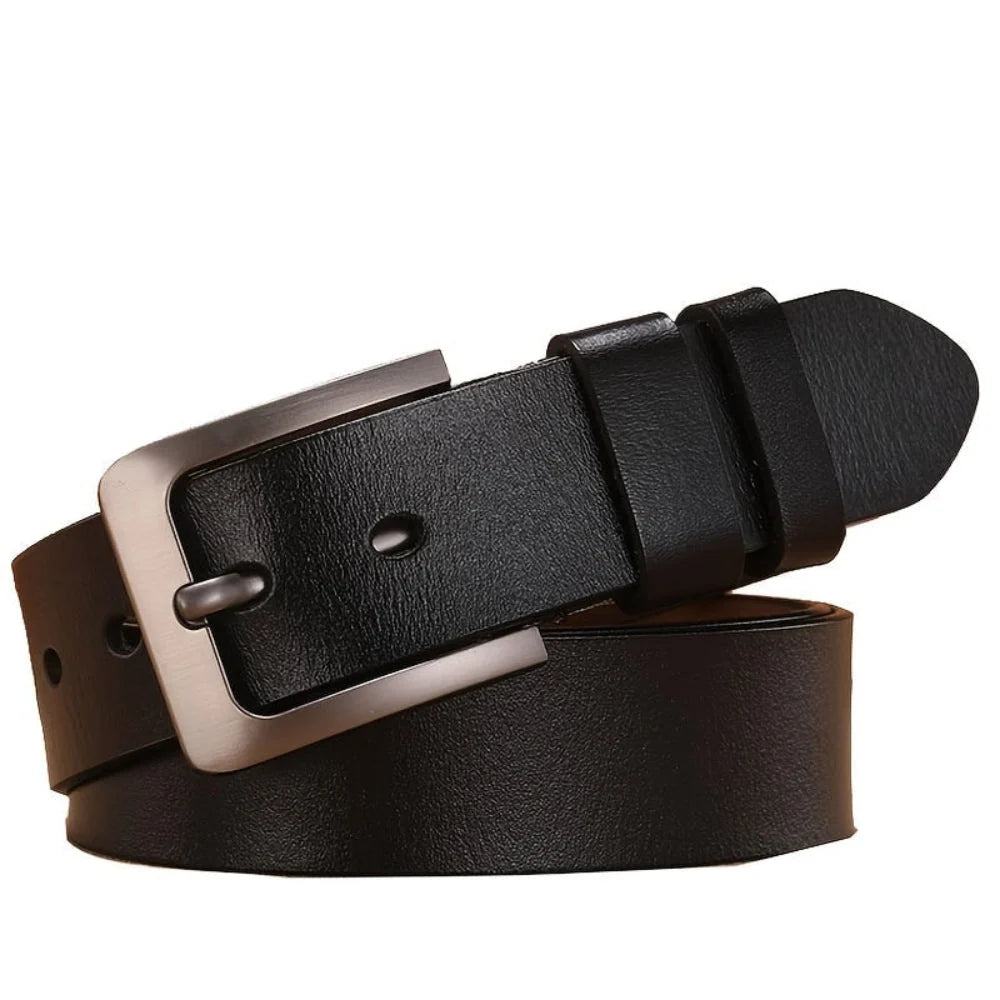 Belt Genuine Leather Adjustable Fit Metal Pin Buckle