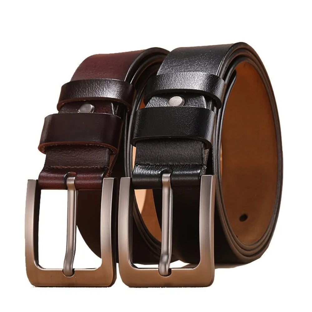 Belt Genuine Leather Adjustable Fit Metal Pin Buckle