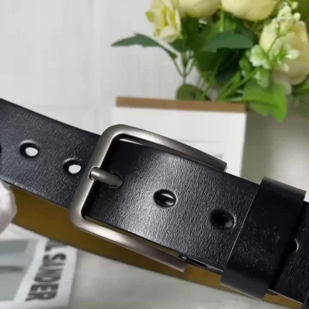 Belt Genuine Leather Adjustable Fit Metal Pin Buckle