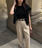 Belt Slim Vegan Leather Adjustable Gold-Tone Buckle