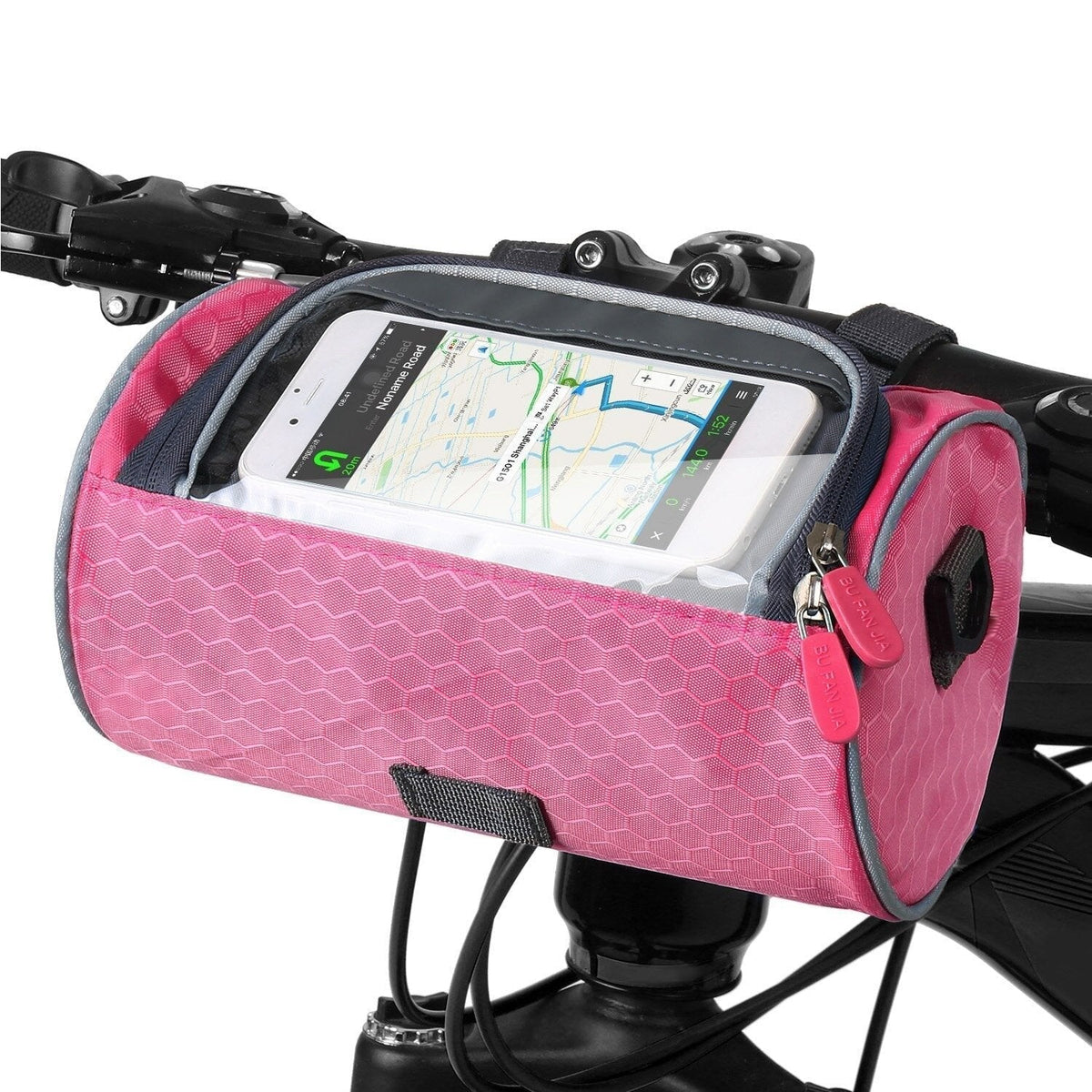 Bicycle Handlebar Bag Touch-Compatible Phone Pocket Water-Resistant Adjustable Straps