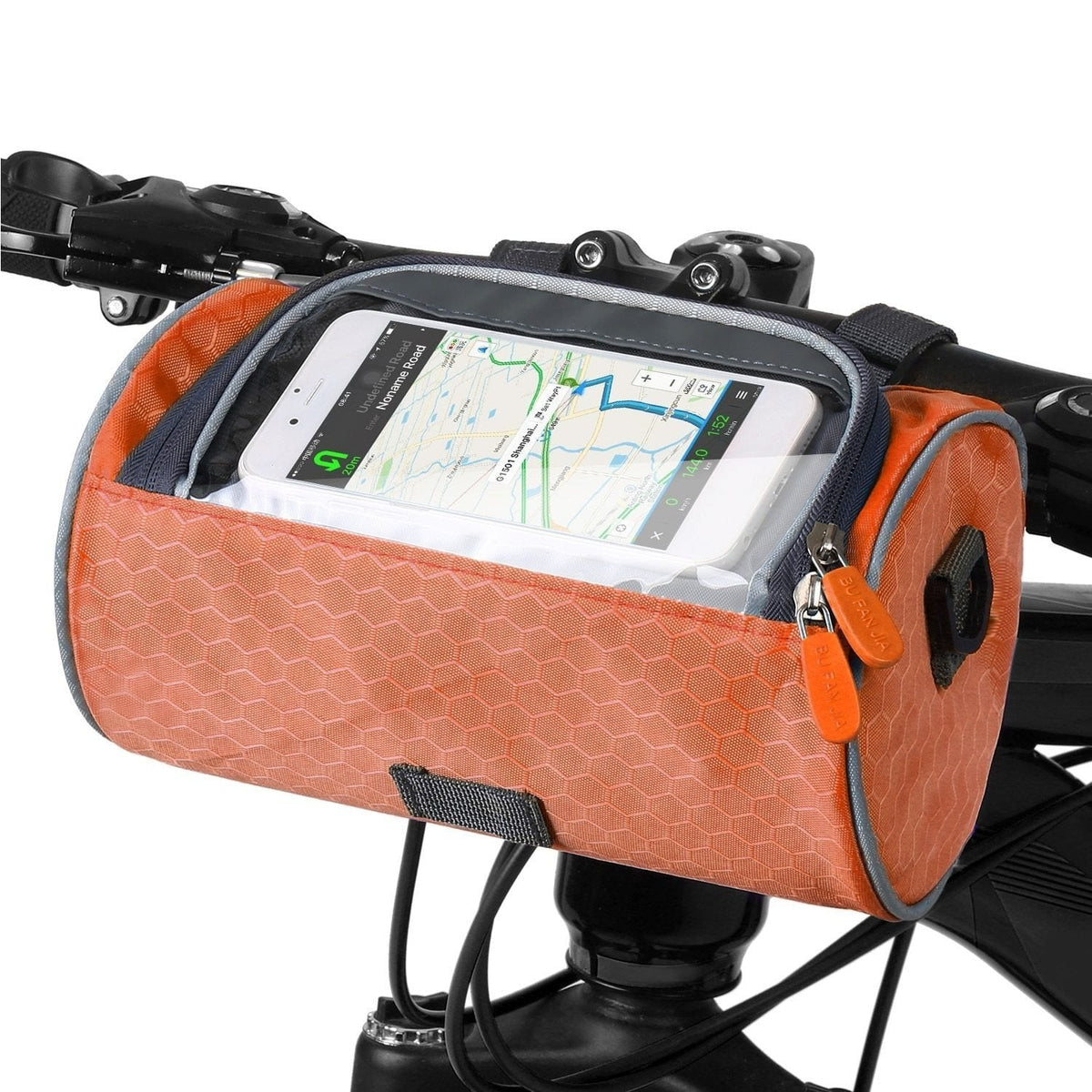 Bicycle Handlebar Bag Touch-Compatible Phone Pocket Water-Resistant Adjustable Straps