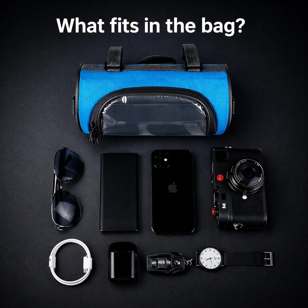 Bicycle Handlebar Bag Touchscreen Window Water-Repellent Nylon Universal Velcro