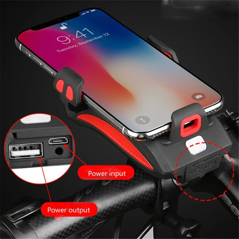 Bicycle Light Phone Holder 400 Lumen 4000mAh Power Bank