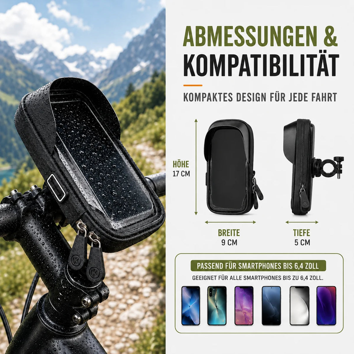 Bicycle Phone Mount Waterproof & Touchscreen 360 Degree Rotation