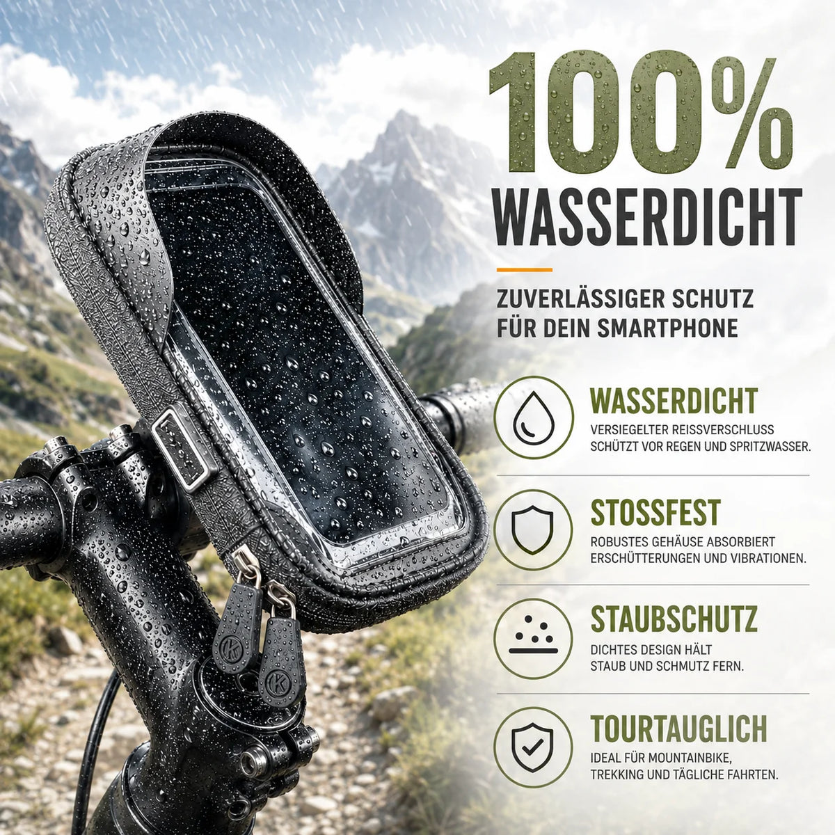 Bicycle Phone Mount Waterproof & Touchscreen 360 Degree Rotation