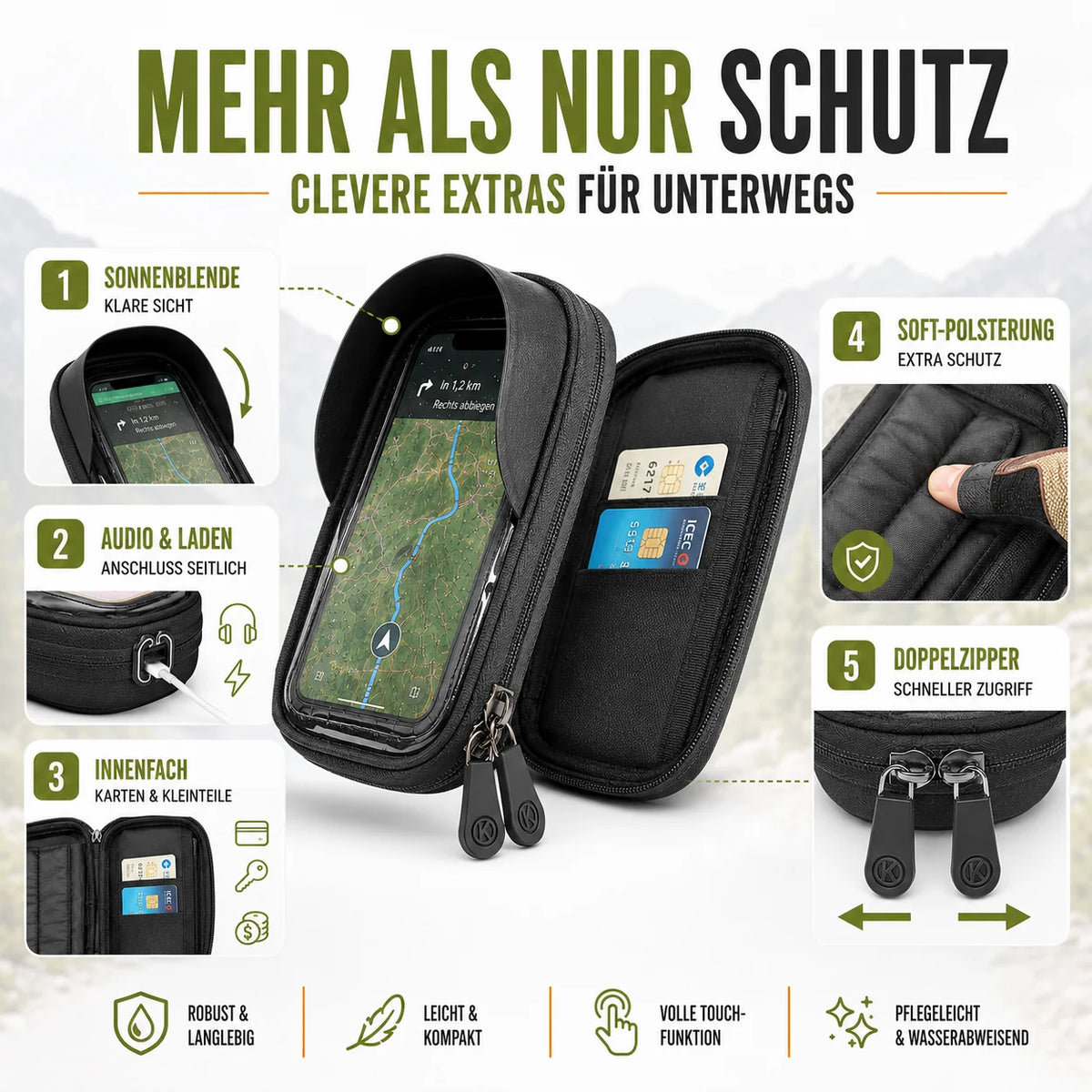 Bicycle Phone Mount Waterproof & Touchscreen 360 Degree Rotation