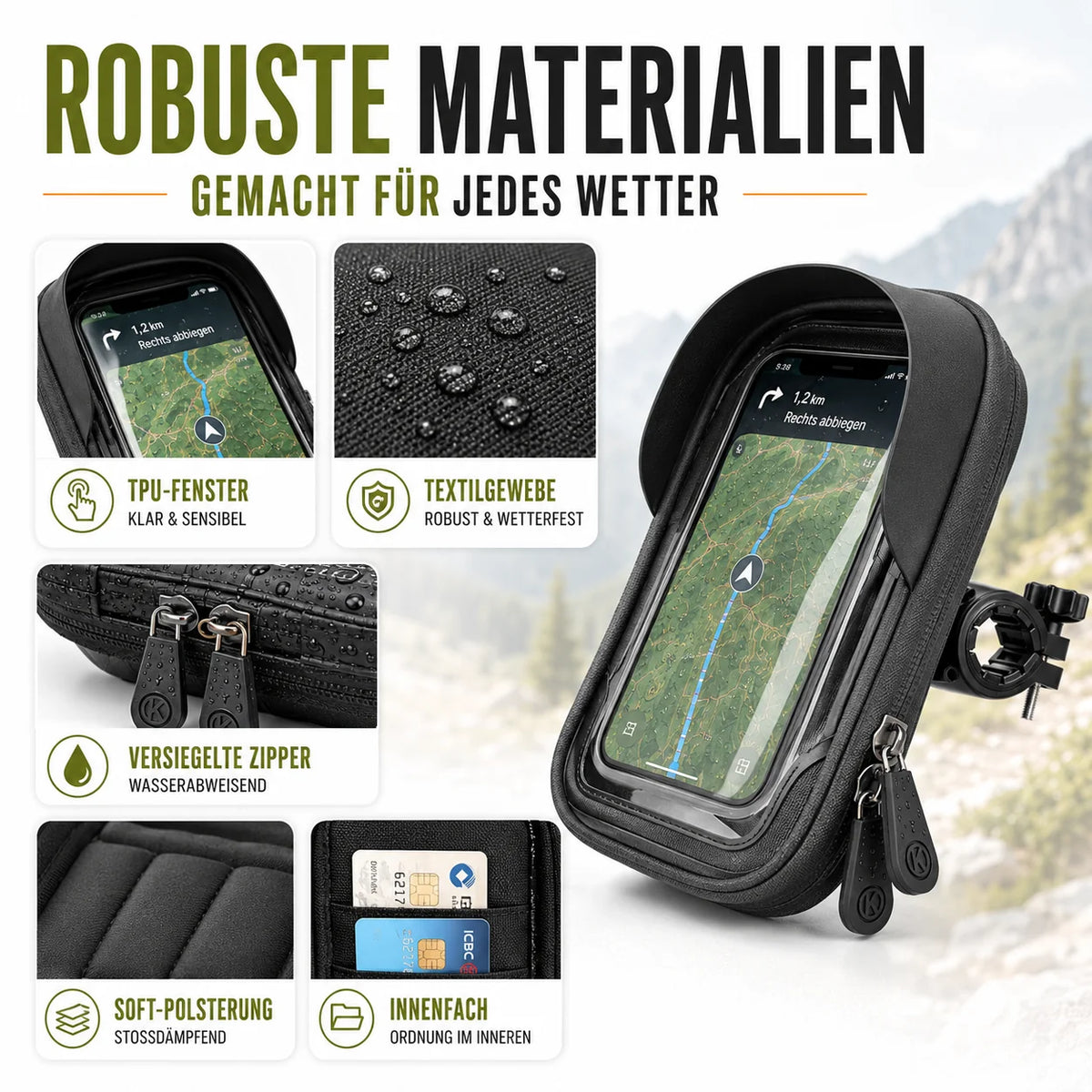 Bicycle Phone Mount Waterproof & Touchscreen 360 Degree Rotation