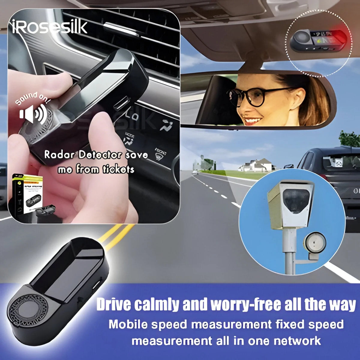 Bicycle Radar Detector Solar-Powered High-Vis LEDs