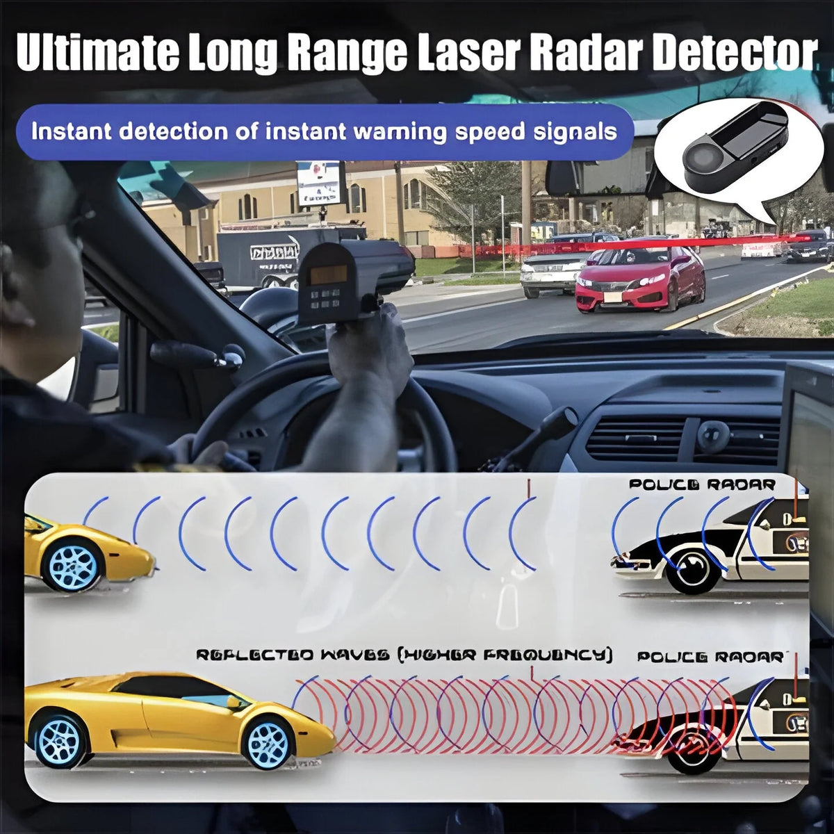 Bicycle Radar Detector Solar-Powered High-Vis LEDs