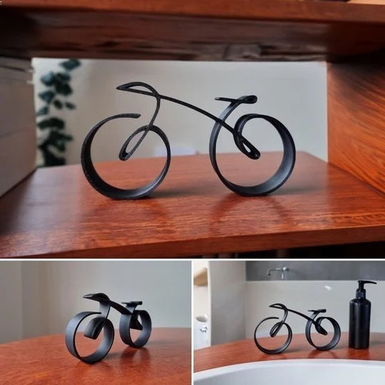 Bicycle Sculpture Black Wire Frame Compact & Lightweight