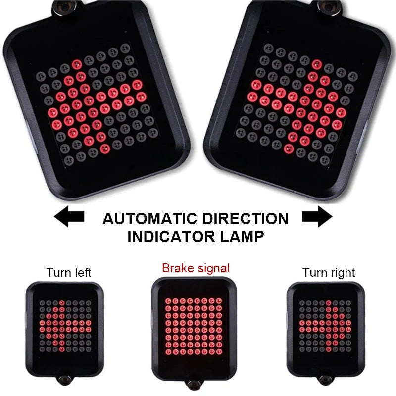 Bicycle Tail Light Motion-Activated Turn Signals Laser Projection Rechargeable