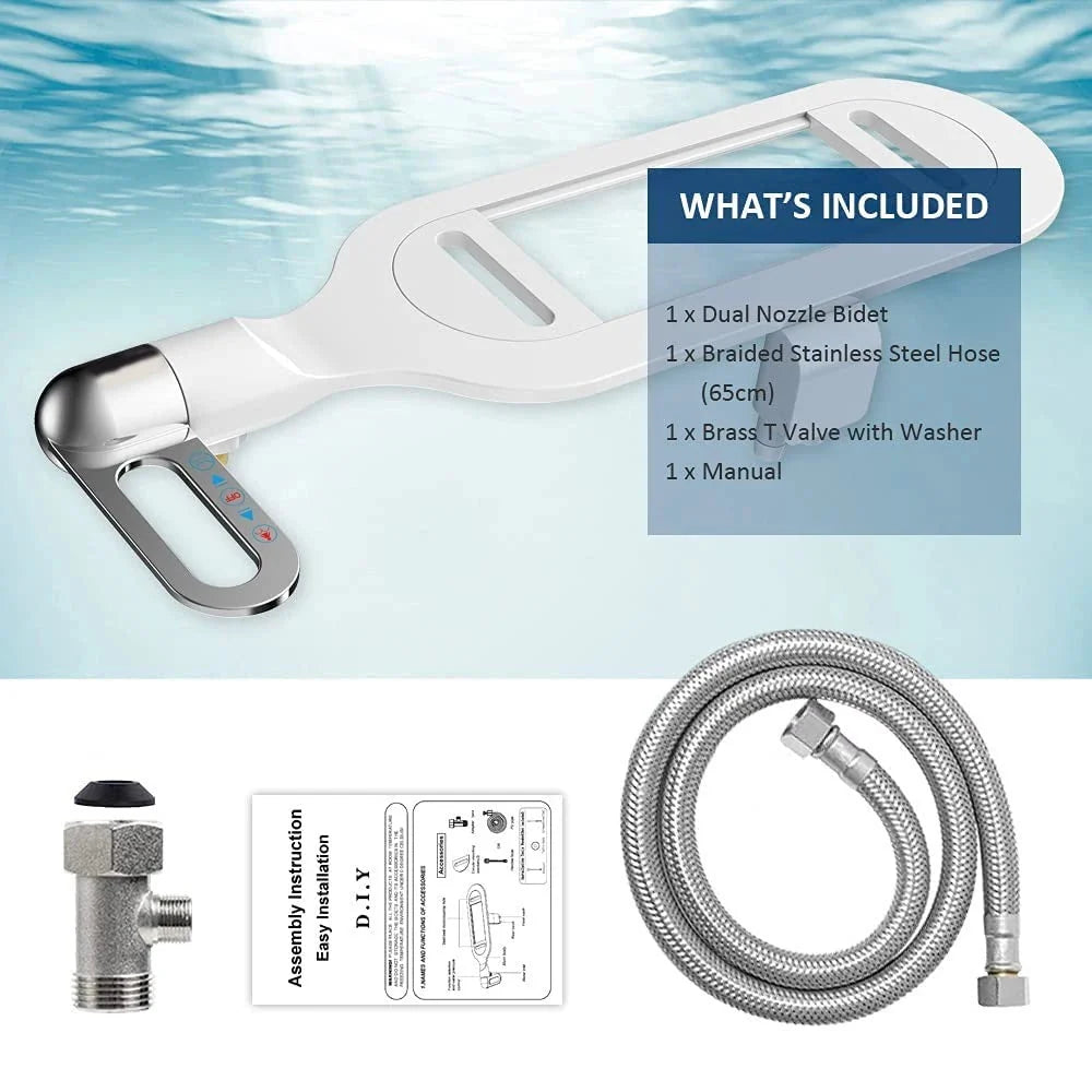 Bidet Attachment Dual Nozzle & Adjustable Flow Ultra-Thin