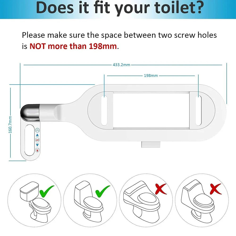 Bidet Attachment Dual Nozzle & Adjustable Flow Ultra-Thin