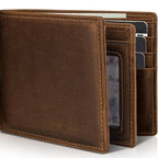 Bifold Wallet Genuine Leather RFID-Blocking 13 Card Slots