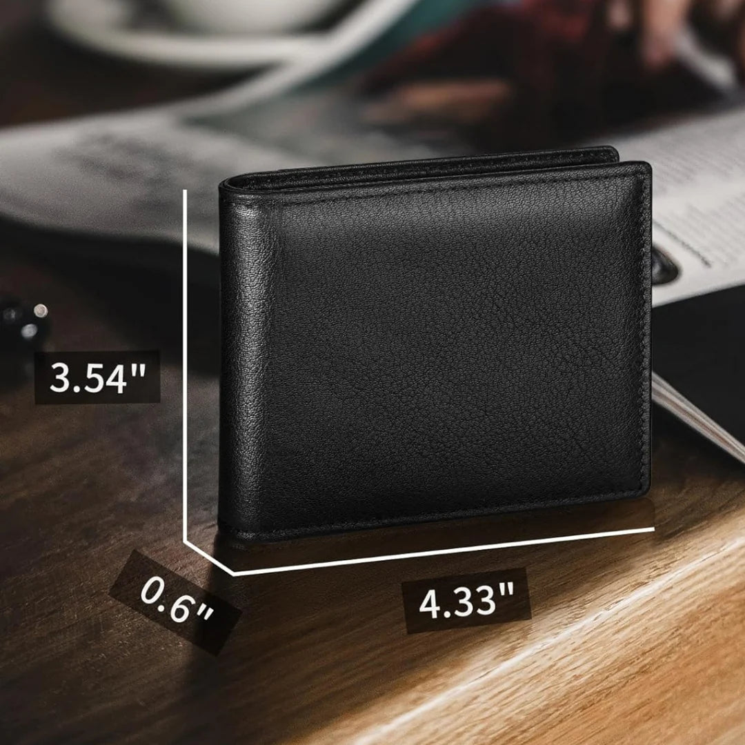 Bifold Wallet Genuine Leather RFID-Blocking 13 Card Slots