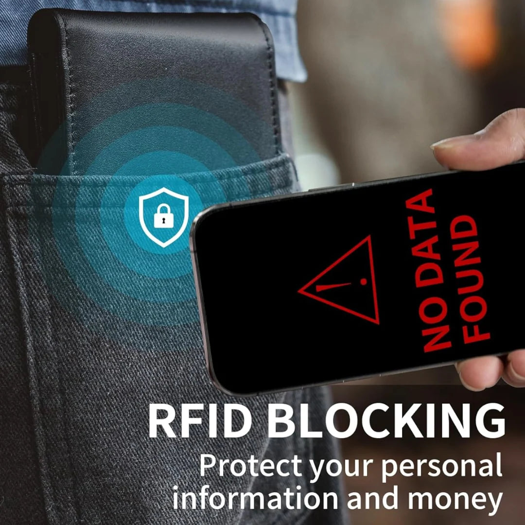 Bifold Wallet Genuine Leather RFID-Blocking 13 Card Slots