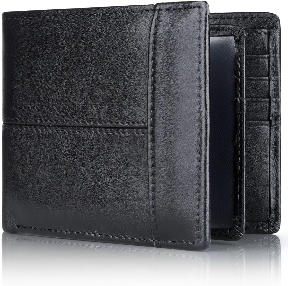 Bifold Wallet Genuine Leather RFID-Blocking 16 Card Slots