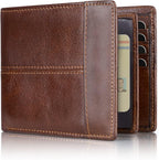 Bifold Wallet Genuine Leather RFID-Blocking 16 Card Slots