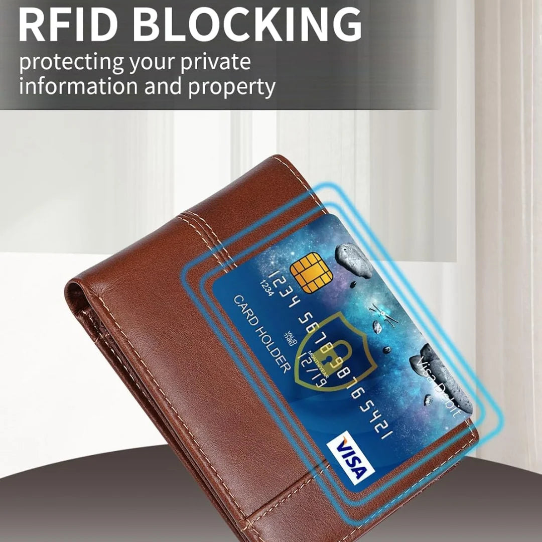 Bifold Wallet Genuine Leather RFID-Blocking 16 Card Slots