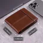 Bifold Wallet Genuine Leather RFID-Blocking 16 Card Slots