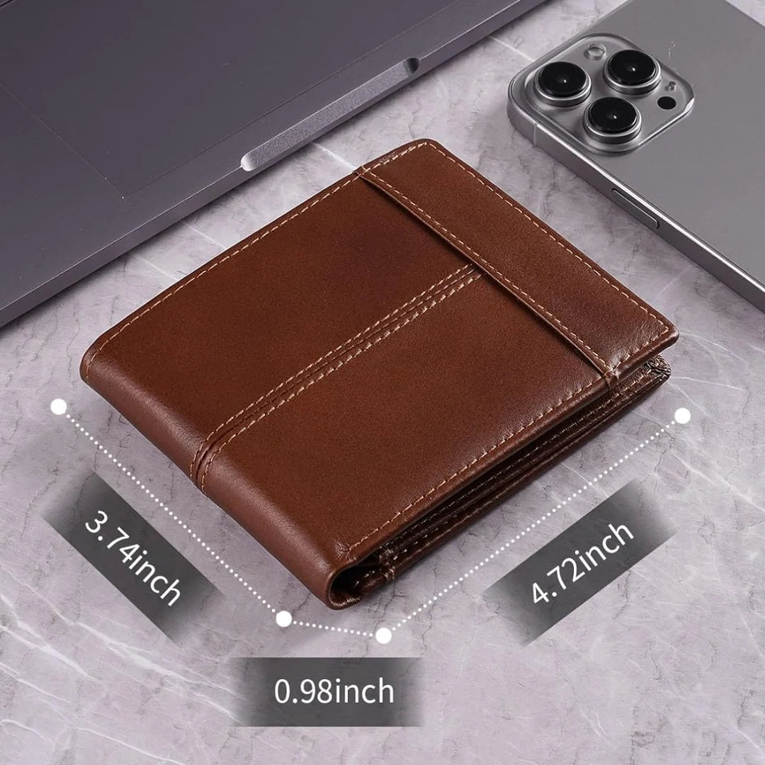 Bifold Wallet Genuine Leather RFID-Blocking 16 Card Slots