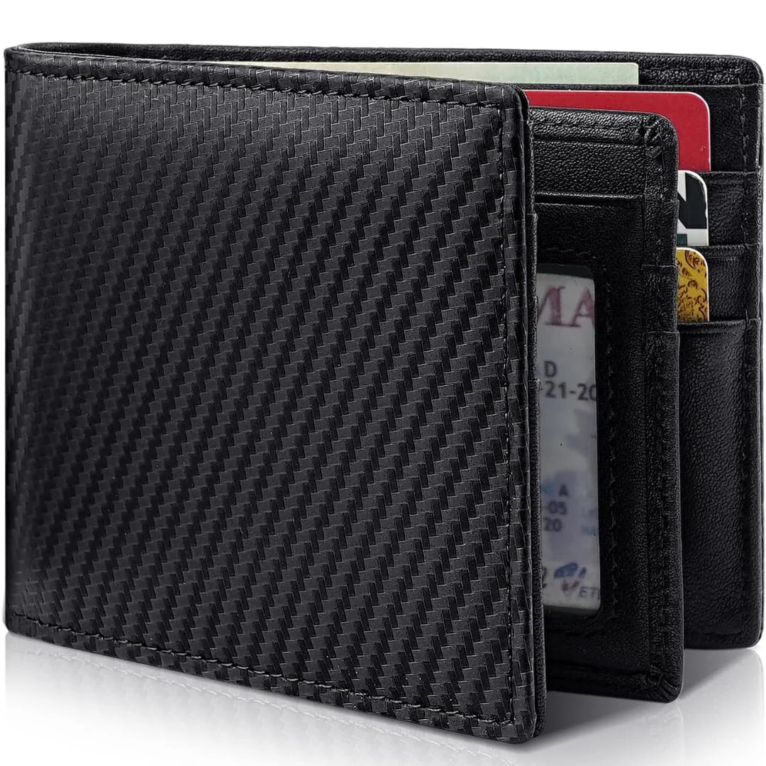 Bifold Wallet Slim RFID-Blocking Genuine Leather 13 Card Slots