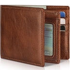 Bifold Wallet Slim RFID-Blocking Genuine Leather 13 Card Slots