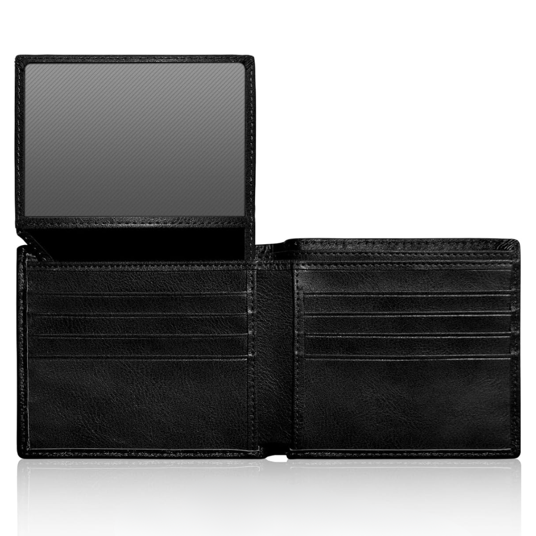 Bifold Wallet Top-Grain Leather RFID Blocking 10 Card Slots