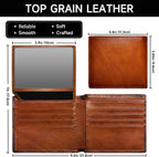 Bifold Wallet Top-Grain Leather RFID Blocking 10 Card Slots