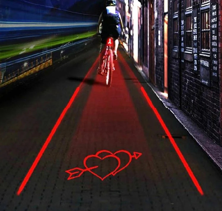 Bike Laser Light Lane Projection Rechargeable 8-Hour Battery