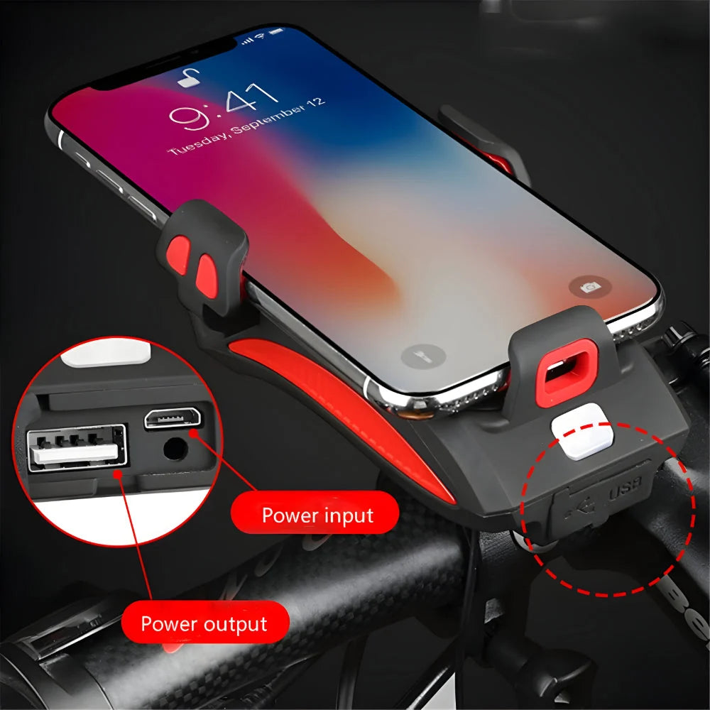 Bike Light Phone Mount Power Bank & Horn