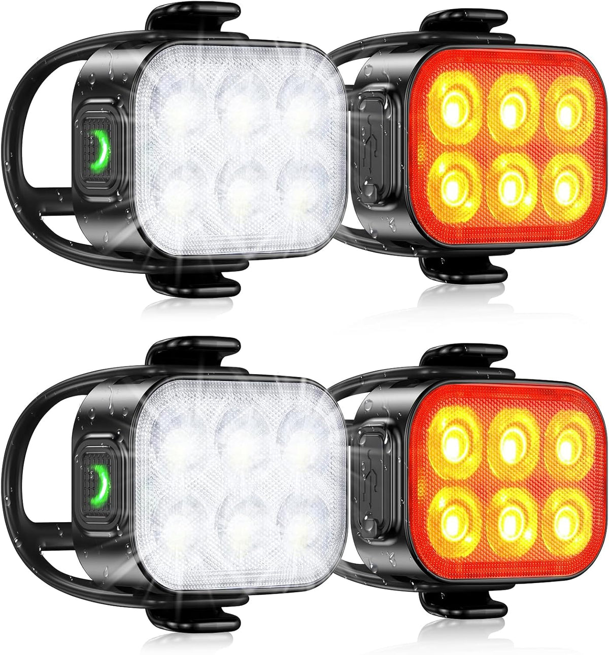 Bike Light Set Front & Rear Ultra Slim USB Rechargeable