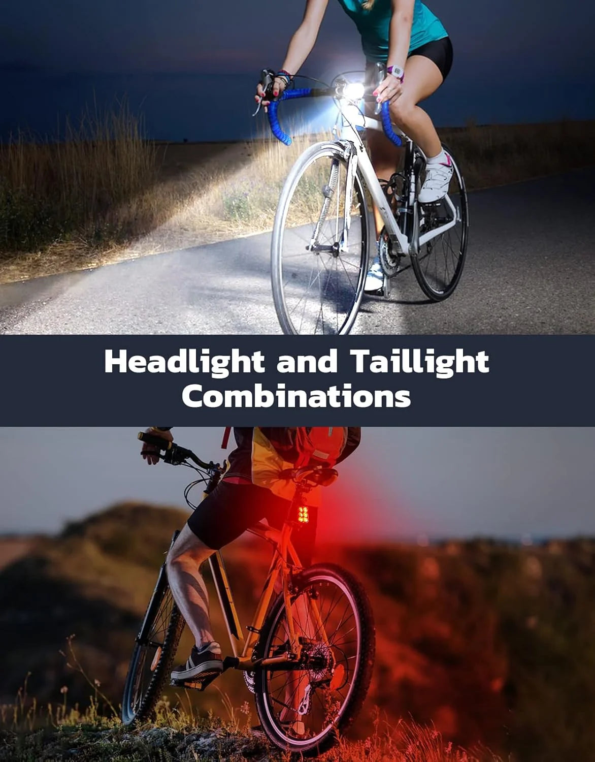 Bike Light Set Front & Rear Ultra Slim USB Rechargeable