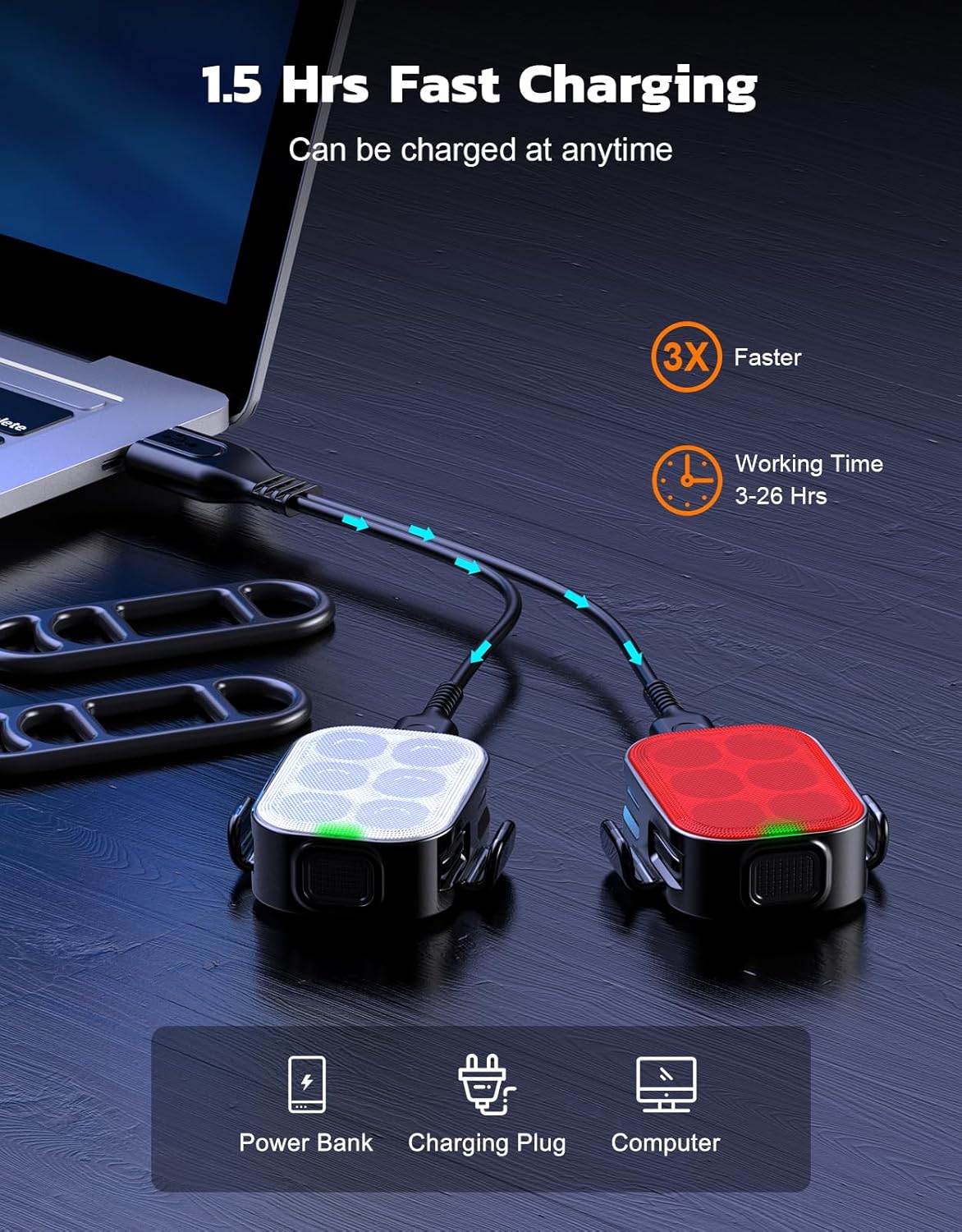 Bike Light Set Front & Rear Ultra Slim USB Rechargeable